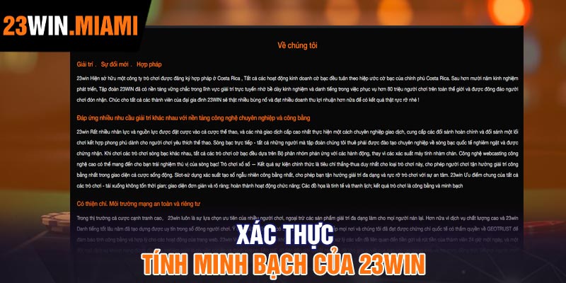 Xác Thực Tính Minh Bạch Của 23Win